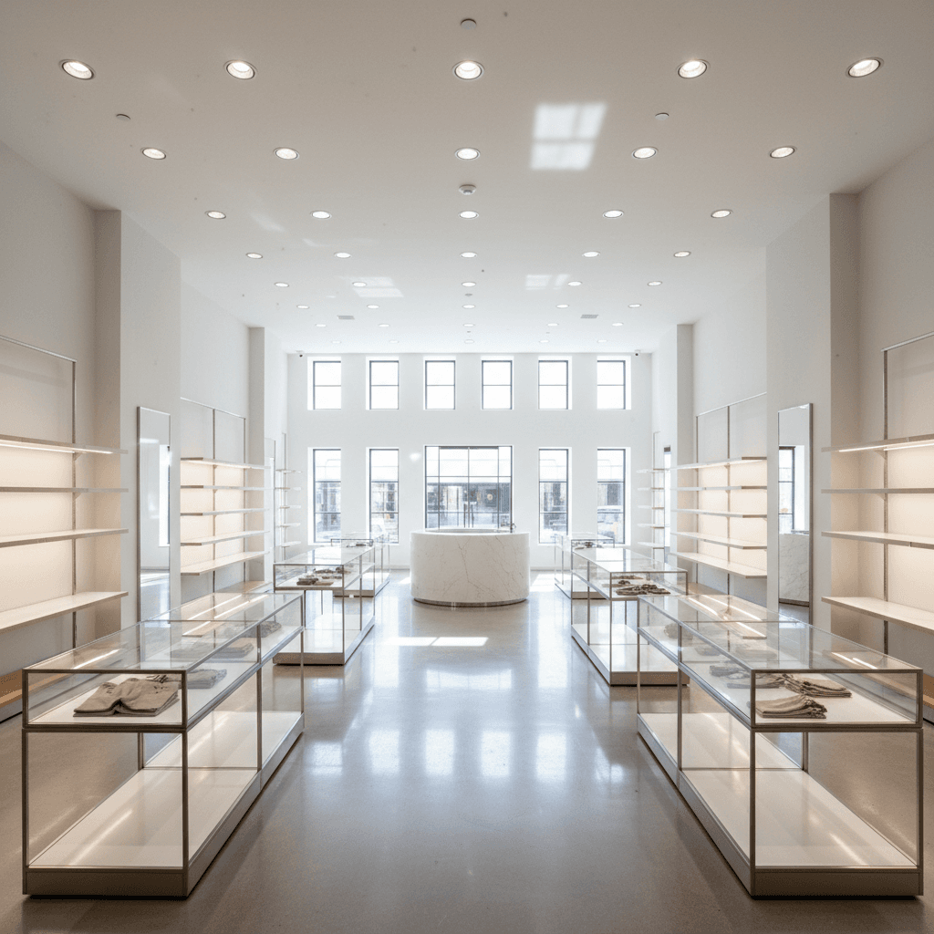 Retail store interior after post-construction cleaning