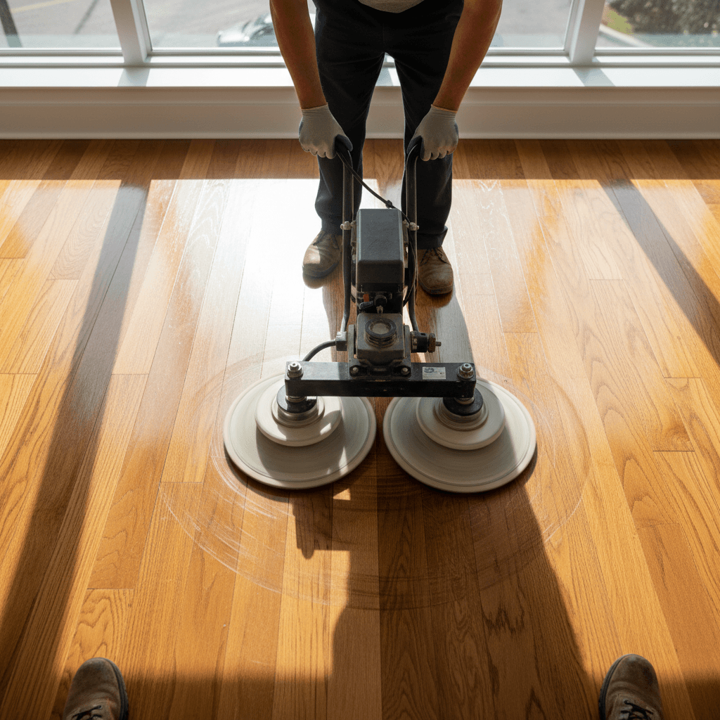 Retail floor care and polishing in commercial space