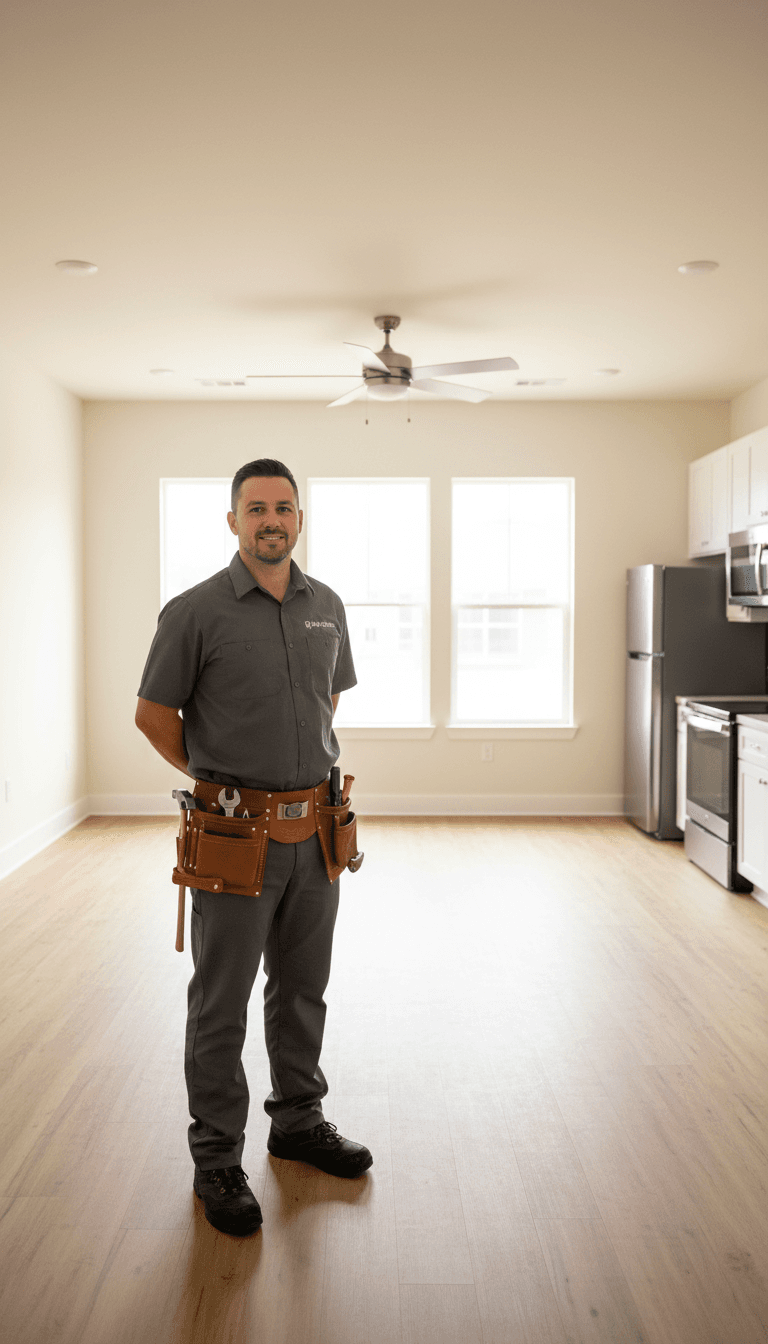 Technicians maintaining apartment complex common areas